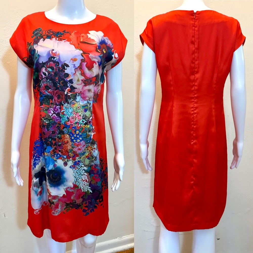 Cynthia Rowley Women’s Red Multicolor Floral Short Sleeve Sheath Dress - Size 6